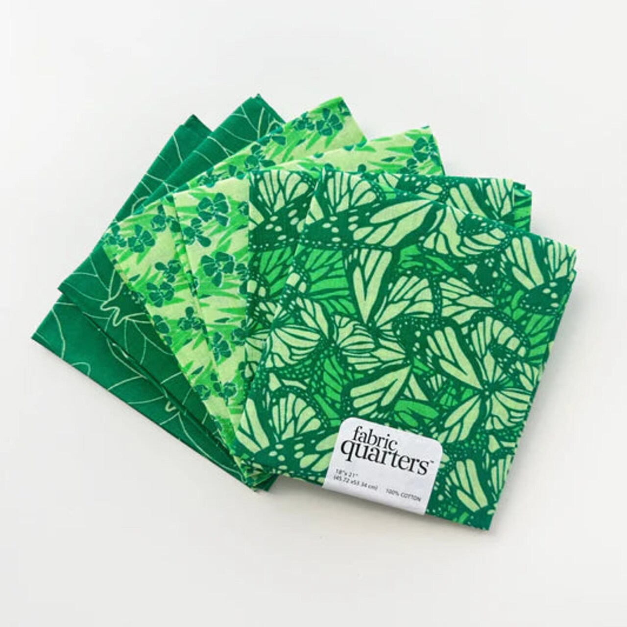 Paintbrush Studio 6 Fat Quarters - 3 Prints x 2 of Each Green Butterflies 100% Cotton Fabri-Quilt